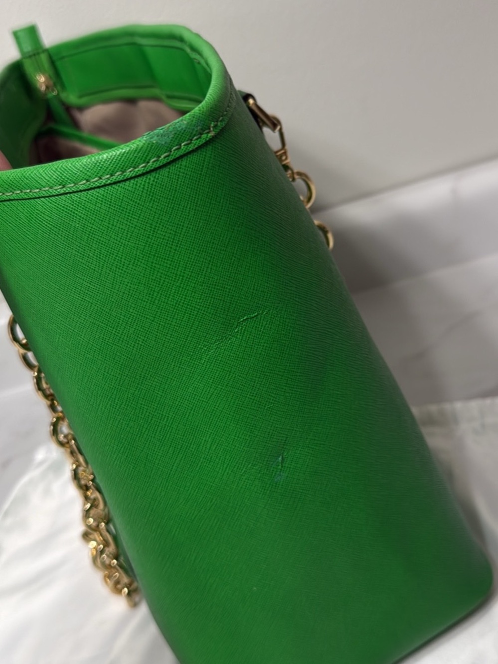 Michael Kors Saffiano Leather Large Green Tote - Picture 7 of 8